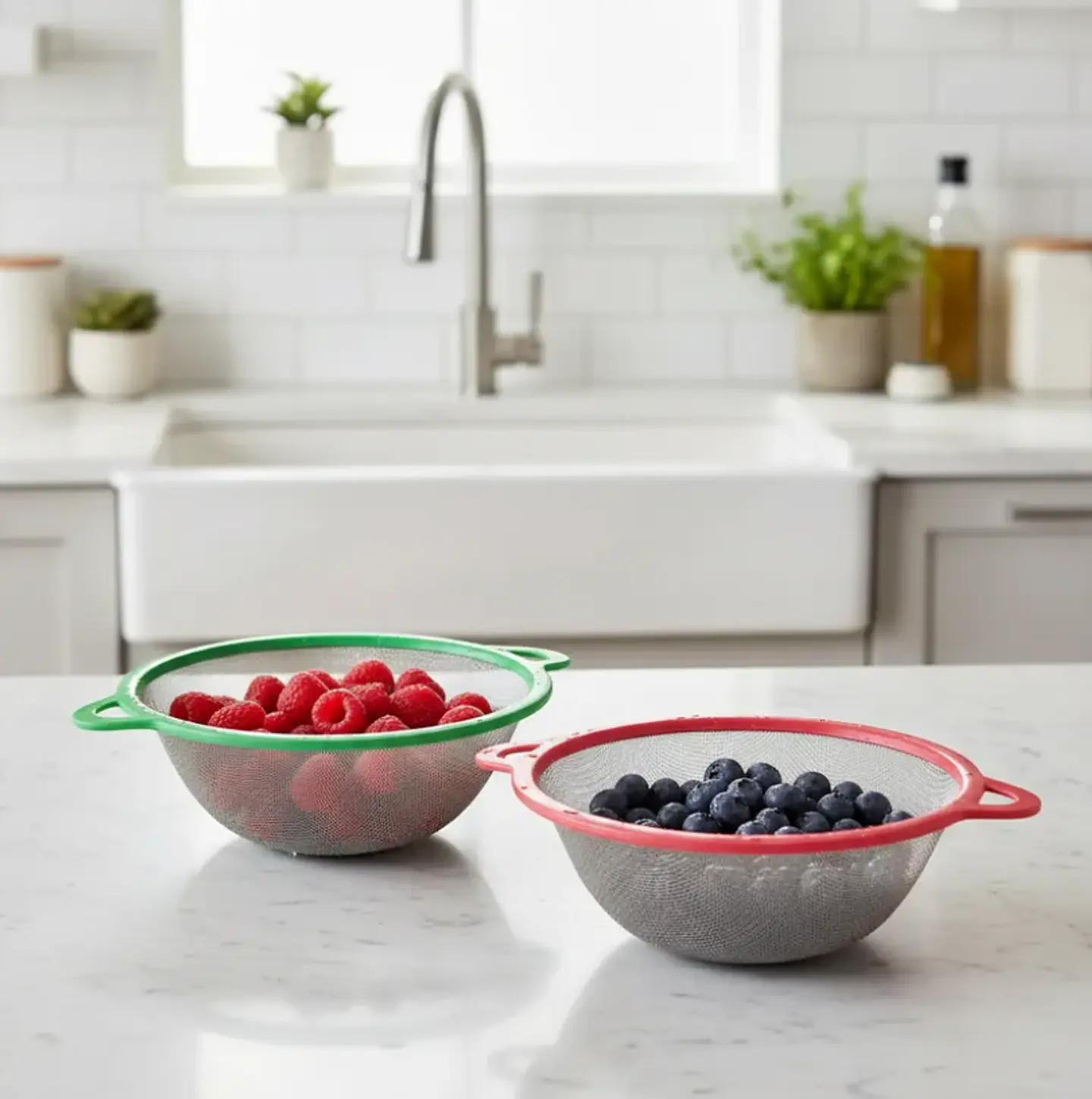 Colador Escurridor De Cocina Malla Metálica 23 Cm Con Asas 6
