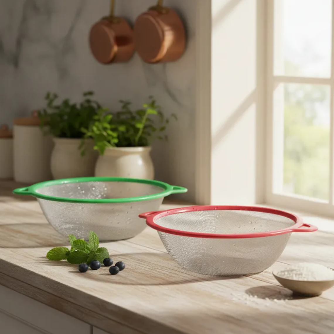 Colador Escurridor De Cocina Malla Metálica 23 Cm Con Asas 7