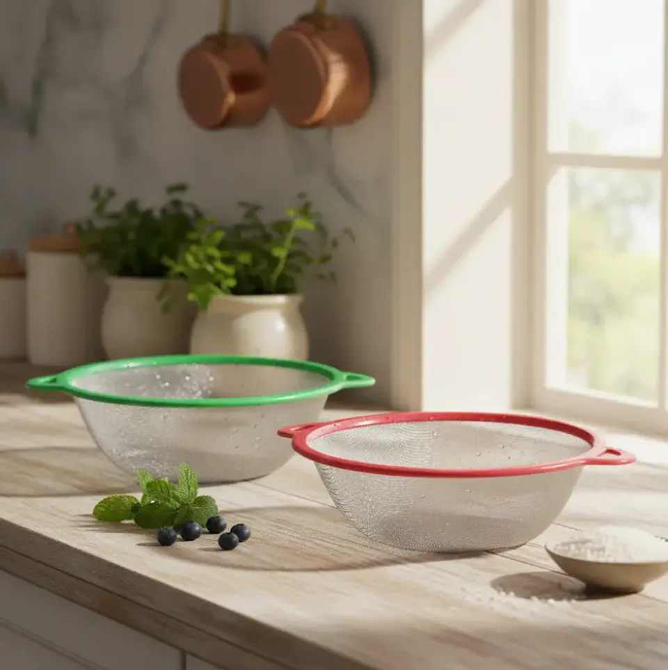 Colador Escurridor De Cocina Malla Metálica 23 Cm Con Asas 7