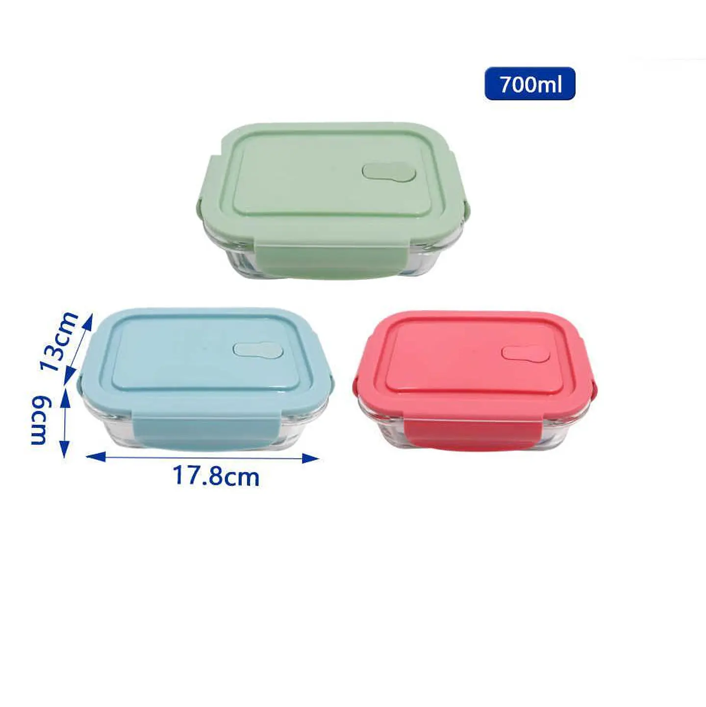 Pote De Vidrio Hermético Rectangular 700ml Para Alimentos 3