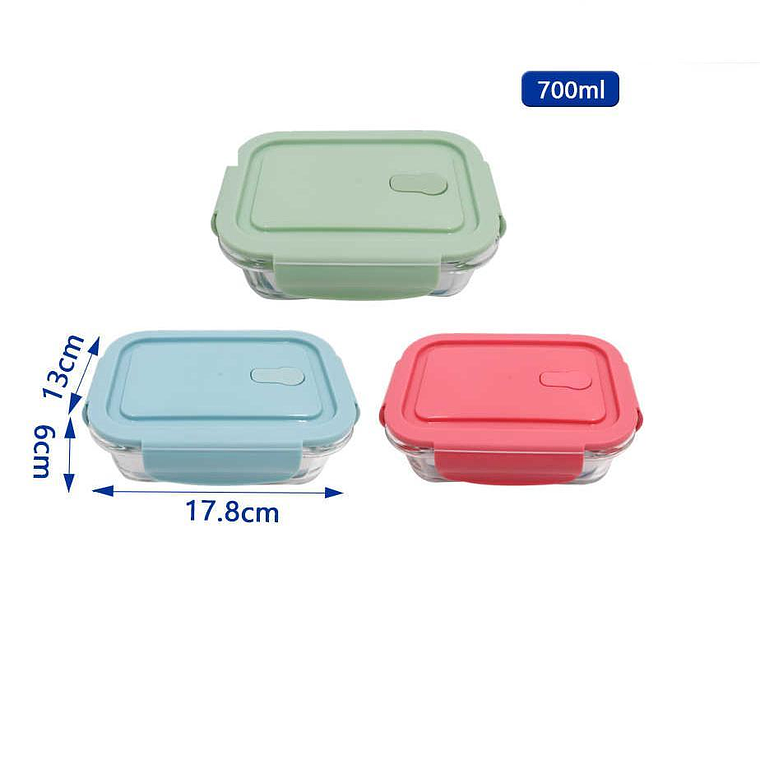 Pote De Vidrio Hermético Rectangular 700ml Para Alimentos 3