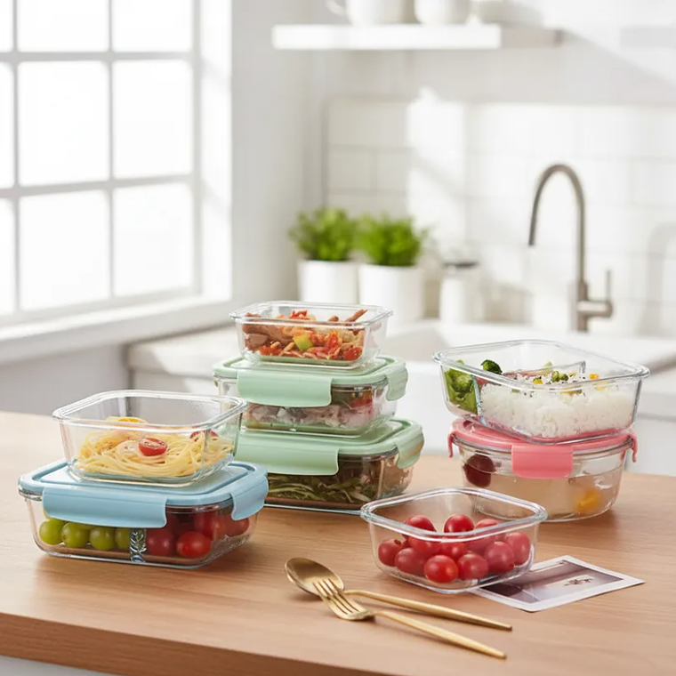 Contenedor Hermético Rectangular Vidrio 410ml 7