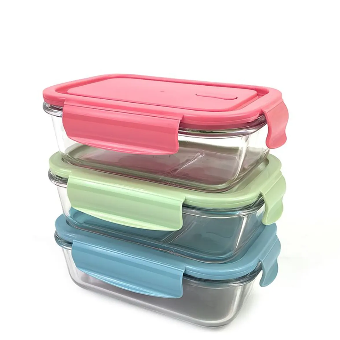 Contenedor hermético de vidrio 1040ml con tapa color 6