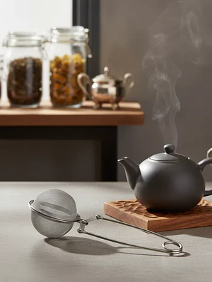 Infusor De Té Colador Tipo Pinza Bola Acero Inoxidable 16.5cm