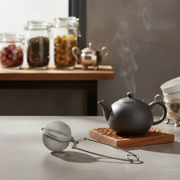 Infusor De Té Colador Tipo Pinza Bola Acero Inoxidable 16.5cm 2