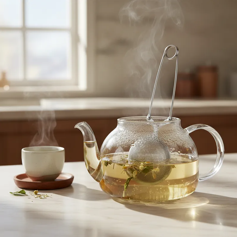 Infusor De Té Colador Tipo Pinza Bola Acero Inoxidable 16.5cm 3