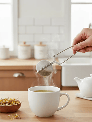 Infusor De Té Colador Tipo Pinza Bola Acero Inoxidable 16.5cm