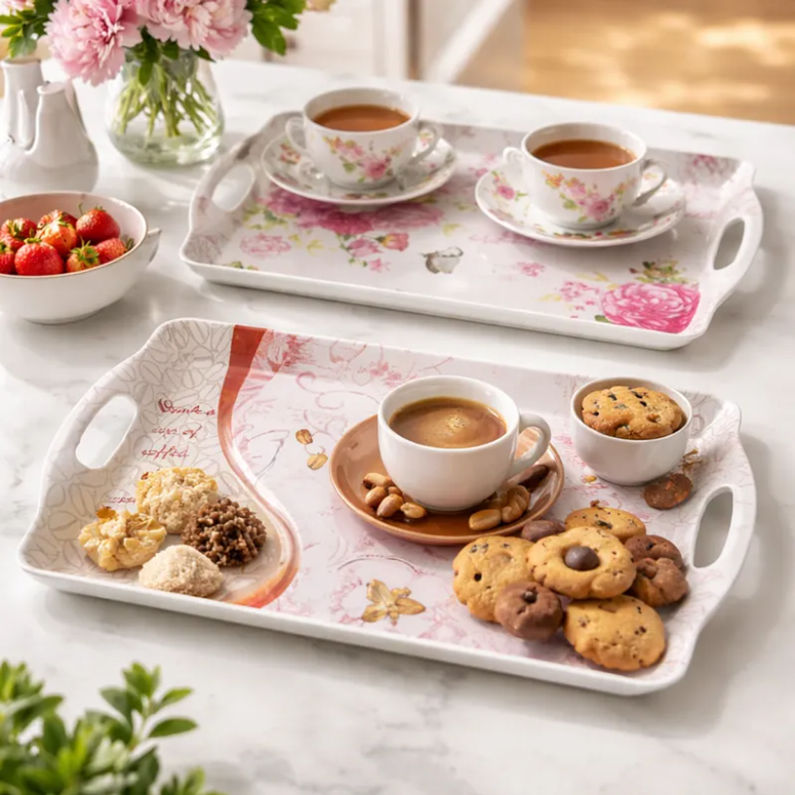 Bandeja Plástica Para Servir Con Asas 40cm Varios Diseños 5