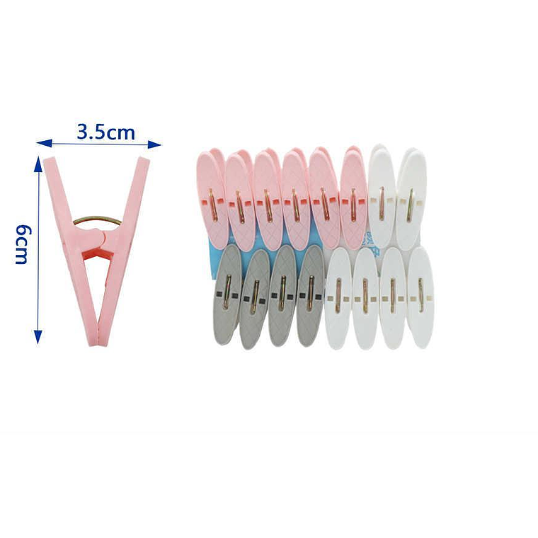 Set  Perros De Ropa Plásticos 6cm Pinzas Colores Surtidos 5