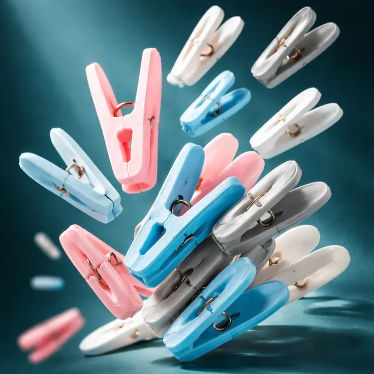 Set  Perros De Ropa Plásticos 6cm Pinzas Colores Surtidos 4