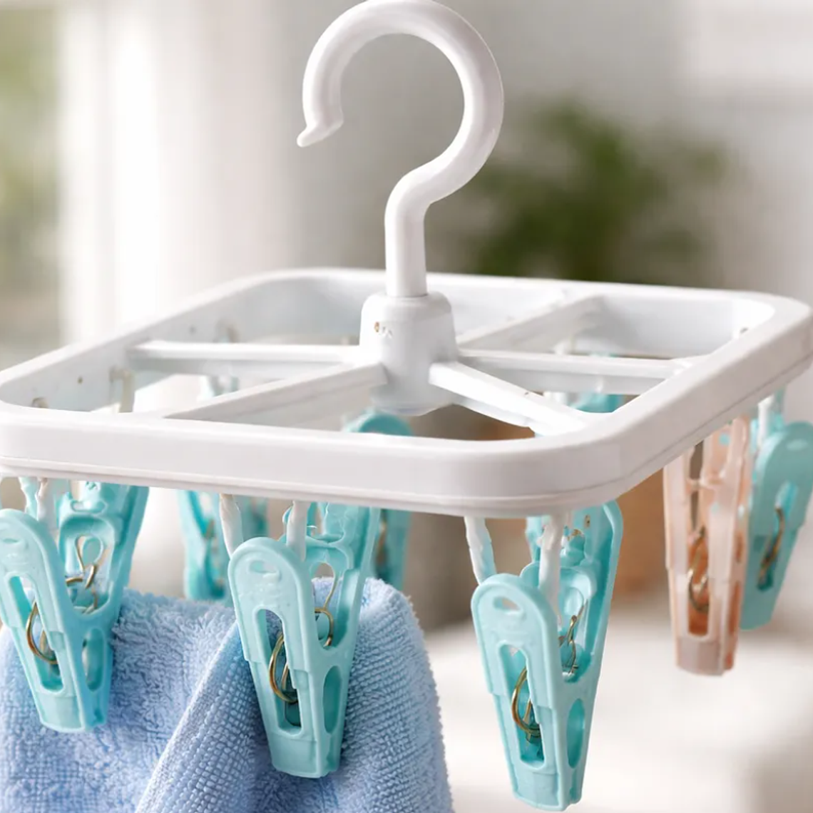 Colgador Tendedero Plástico Cuadrado Con 8 Perros Para Ropa 5