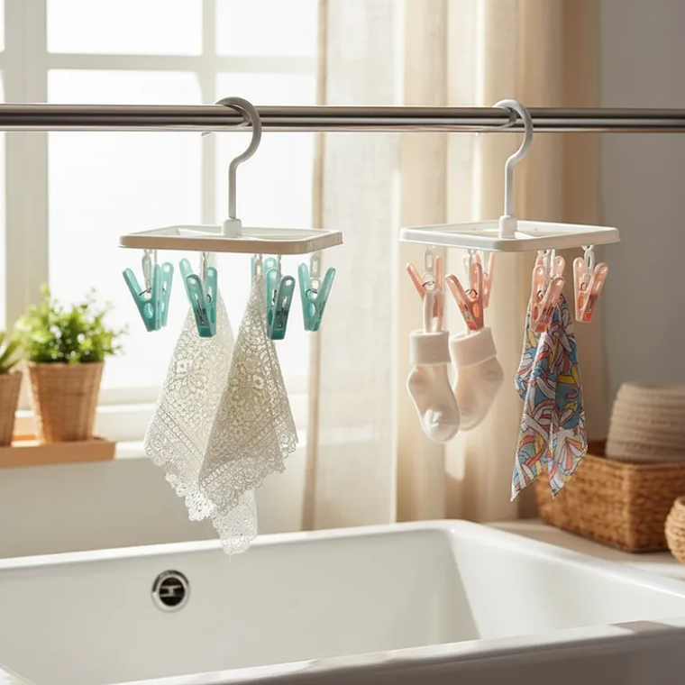 Colgador Tendedero Plástico Cuadrado Con 8 Perros Para Ropa 6