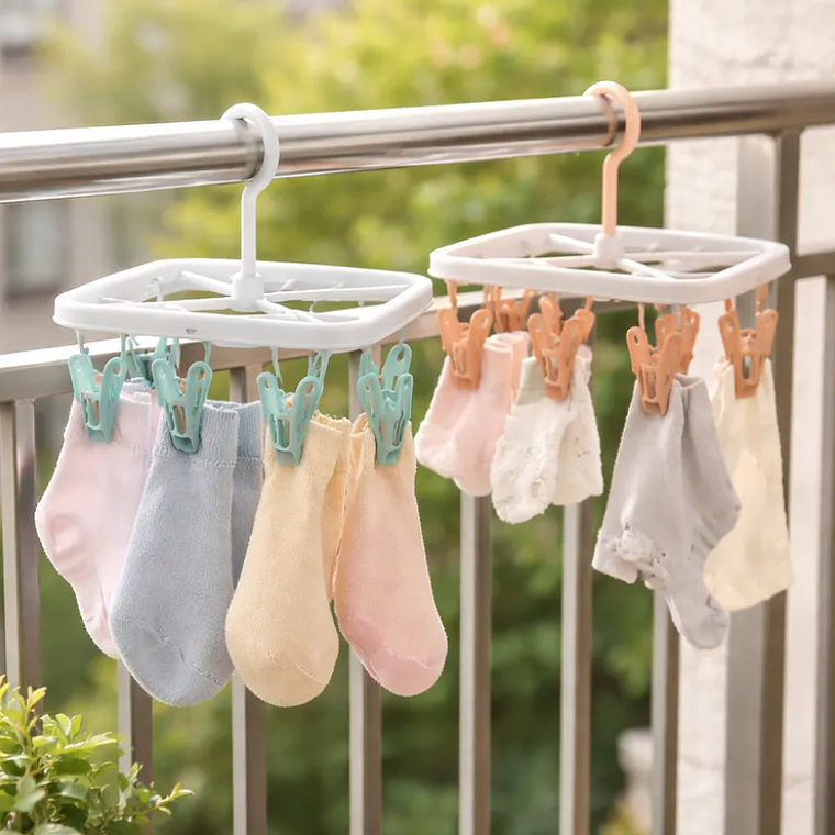 Colgador Tendedero Plástico Cuadrado Con 8 Perros Para Ropa 1