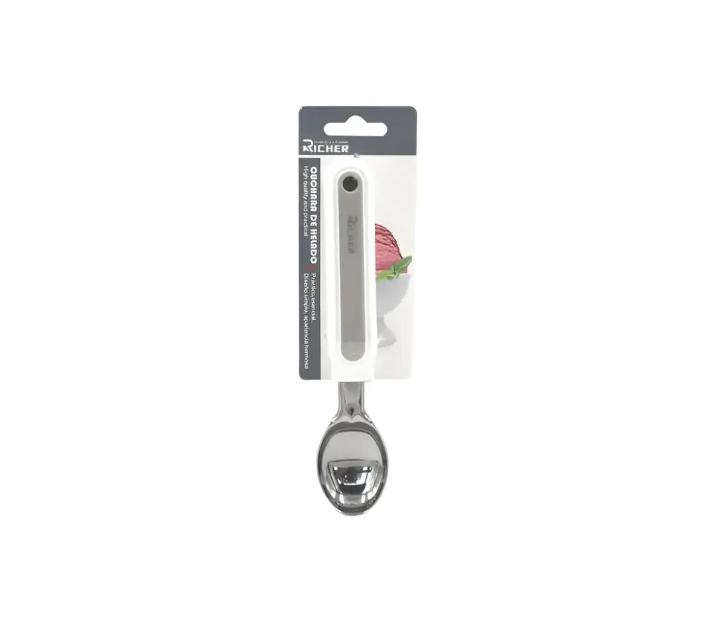 Cuchara Para Helado De Acero Inoxidable Repostería 19.5cm 5