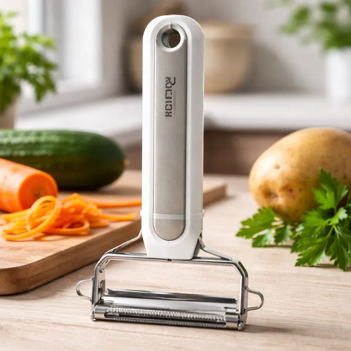 Pelador De Verduras Ancho  Acero Inoxidable Multifunción 5