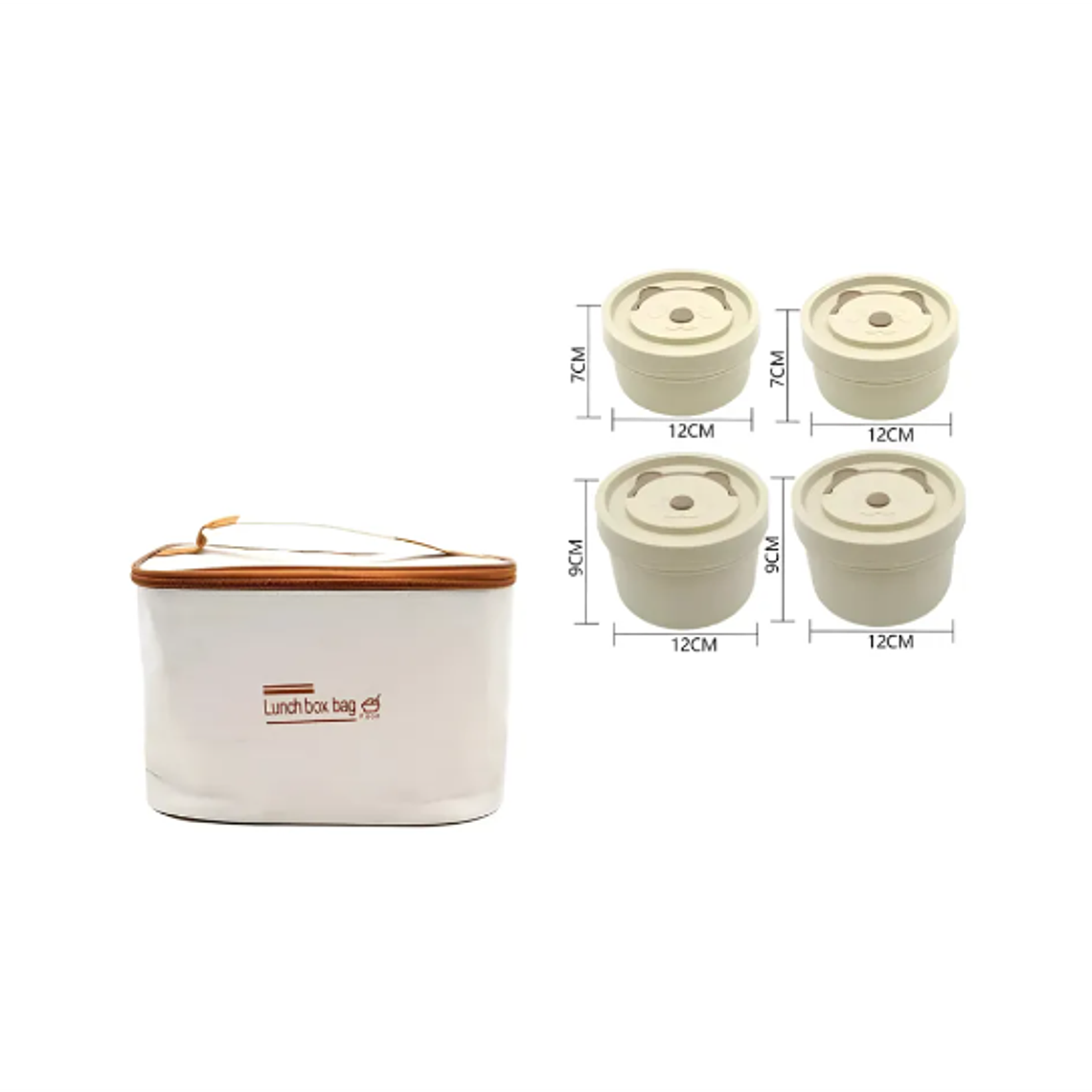 Set Lonchera Térmica con 4 Contenedores Redondos Beige 7