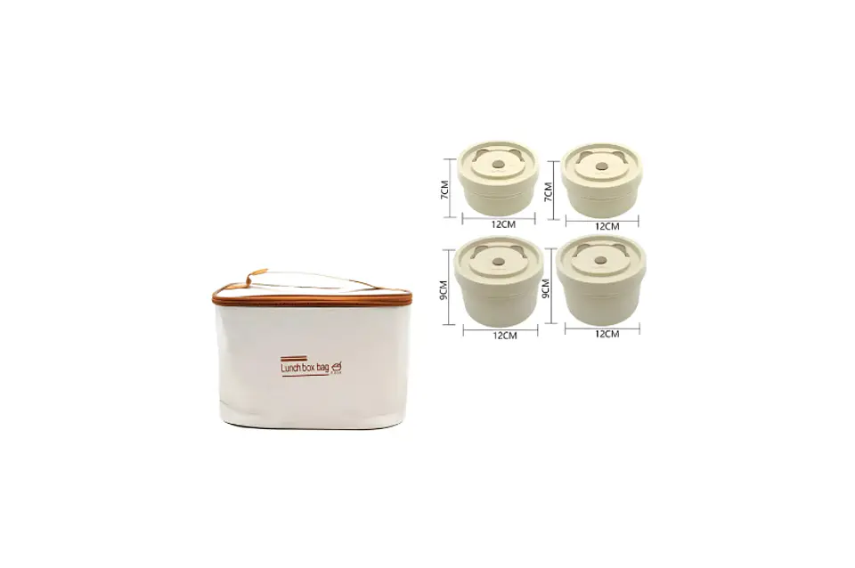 Set Lonchera Térmica con 4 Contenedores Redondos Beige 7