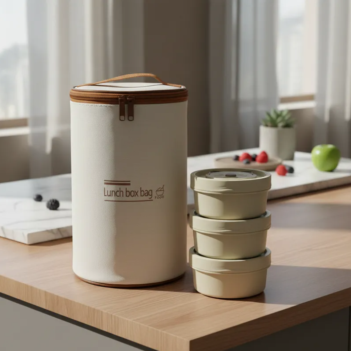 Set Lonchera Térmica Infantil 3 Potes Apilables Diseño Oso 1