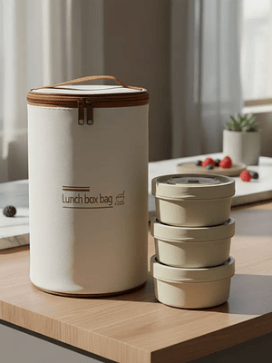 Set Lonchera Térmica Infantil 3 Potes Apilables Diseño Oso