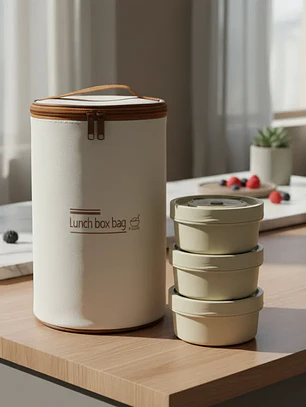 Set Lonchera Térmica Infantil 3 Potes Apilables Diseño Oso