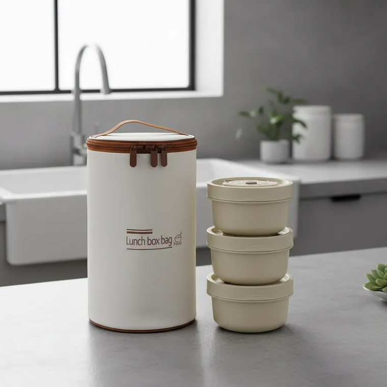 Set Lonchera Térmica Infantil 3 Potes Apilables Diseño Oso 5