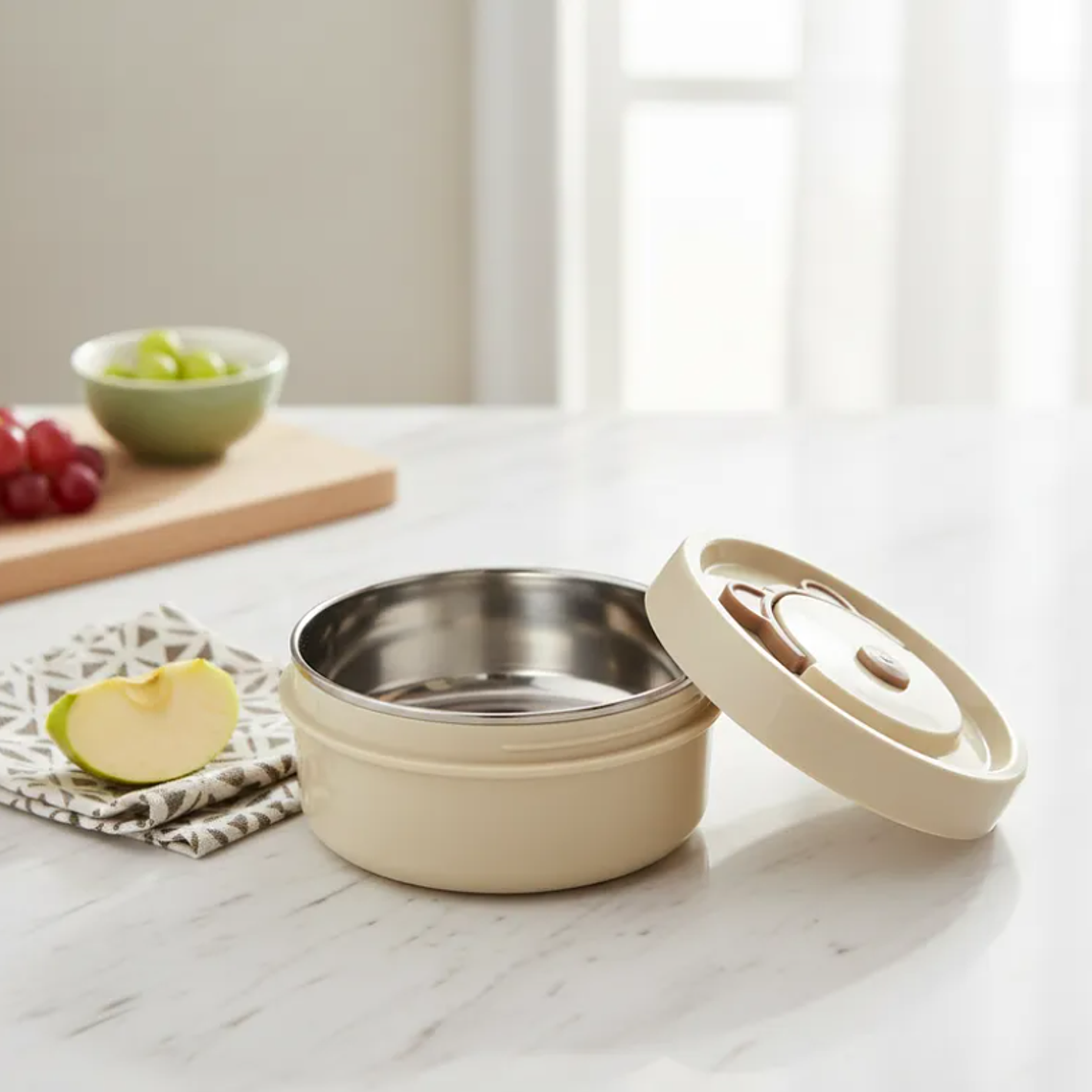 Set Lonchera Térmica Redonda Con 2 Potes Para Comida Oso 2