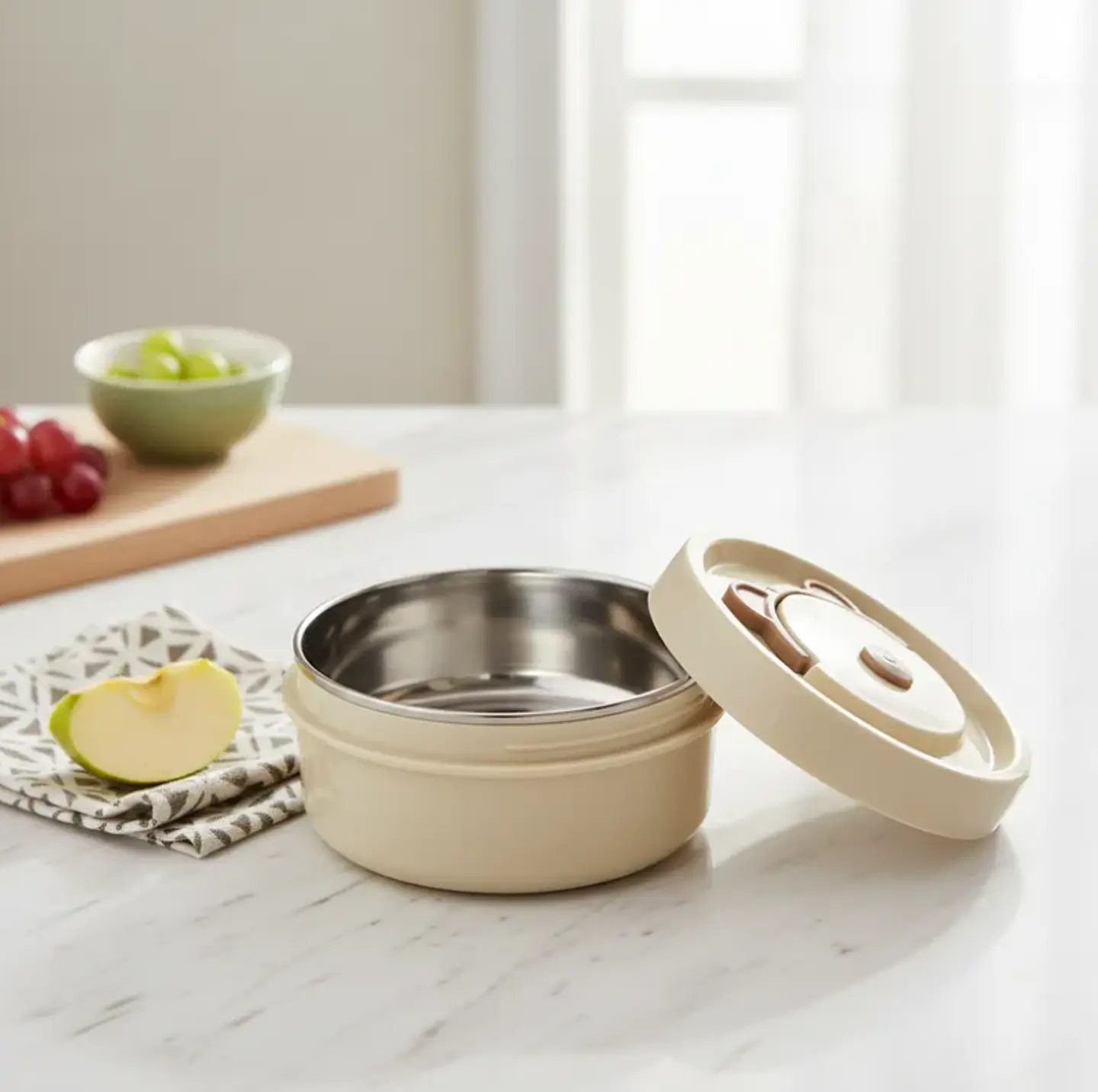 Set Lonchera Térmica Redonda Con 2 Potes Para Comida Oso 2