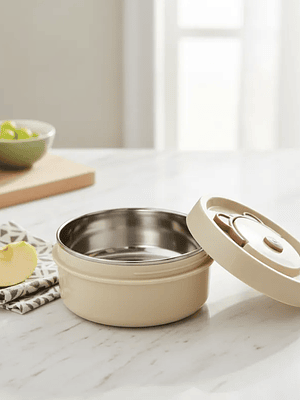 Set Lonchera Térmica Redonda Con 2 Potes Para Comida Oso