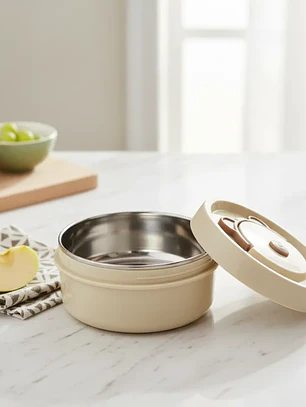 Set Lonchera Térmica Redonda Con 2 Potes Para Comida Oso