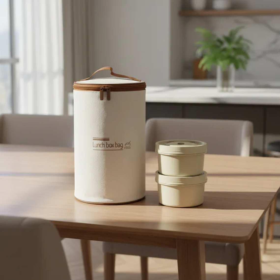 Set Lonchera Térmica Redonda Con 2 Potes Para Comida Oso 1