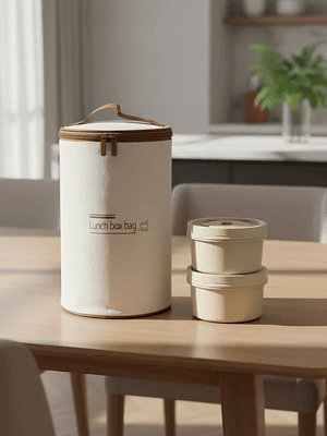 Set Lonchera Térmica Redonda Con 2 Potes Para Comida Oso