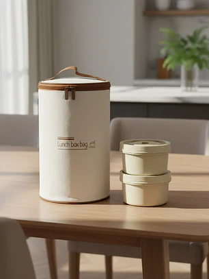 Set Lonchera Térmica Redonda Con 2 Potes Para Comida Oso