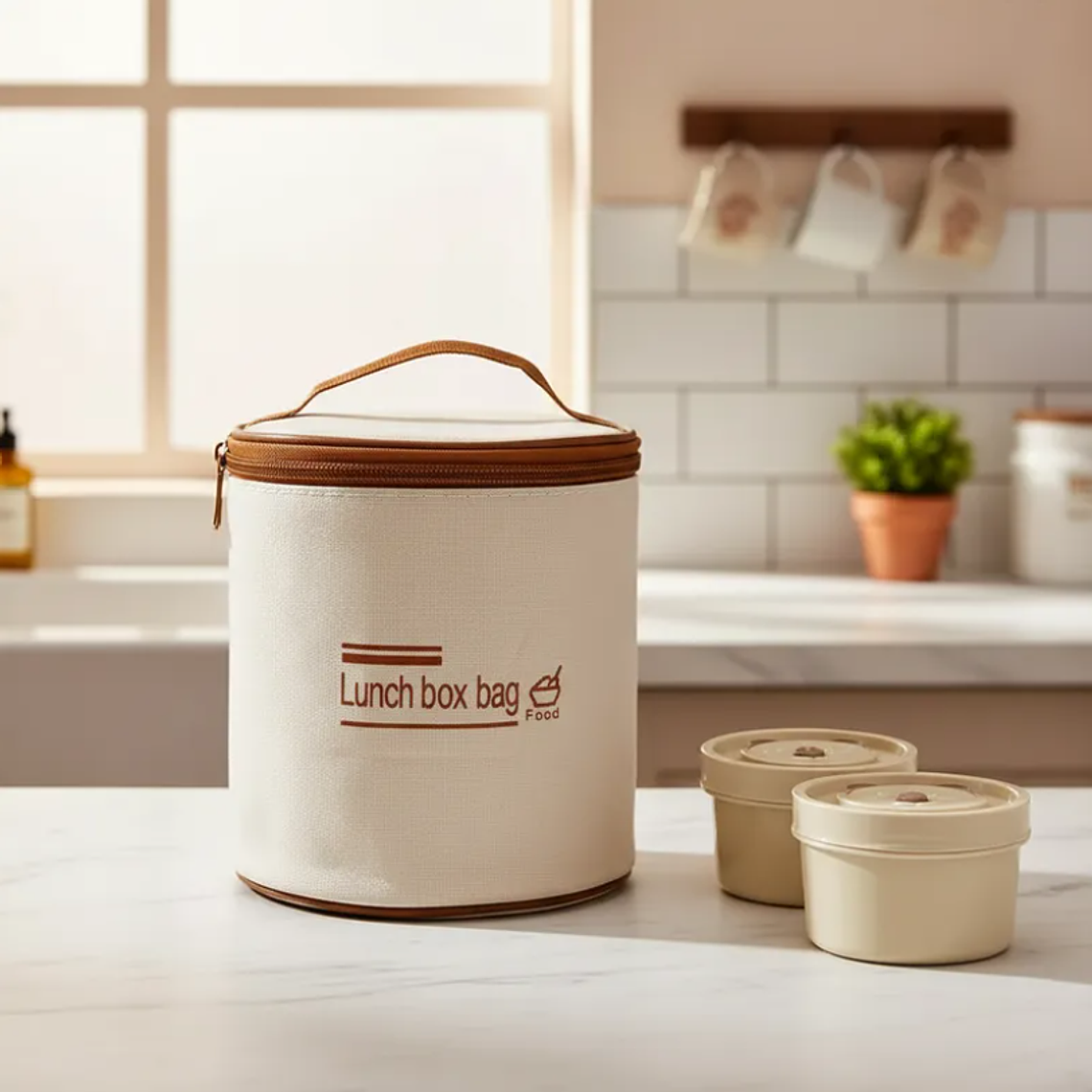 Set Lonchera Térmica Redonda Con 2 Potes Para Comida Oso 5