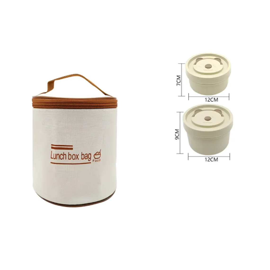 Set Lonchera Térmica Redonda Con 2 Potes Para Comida Oso 3