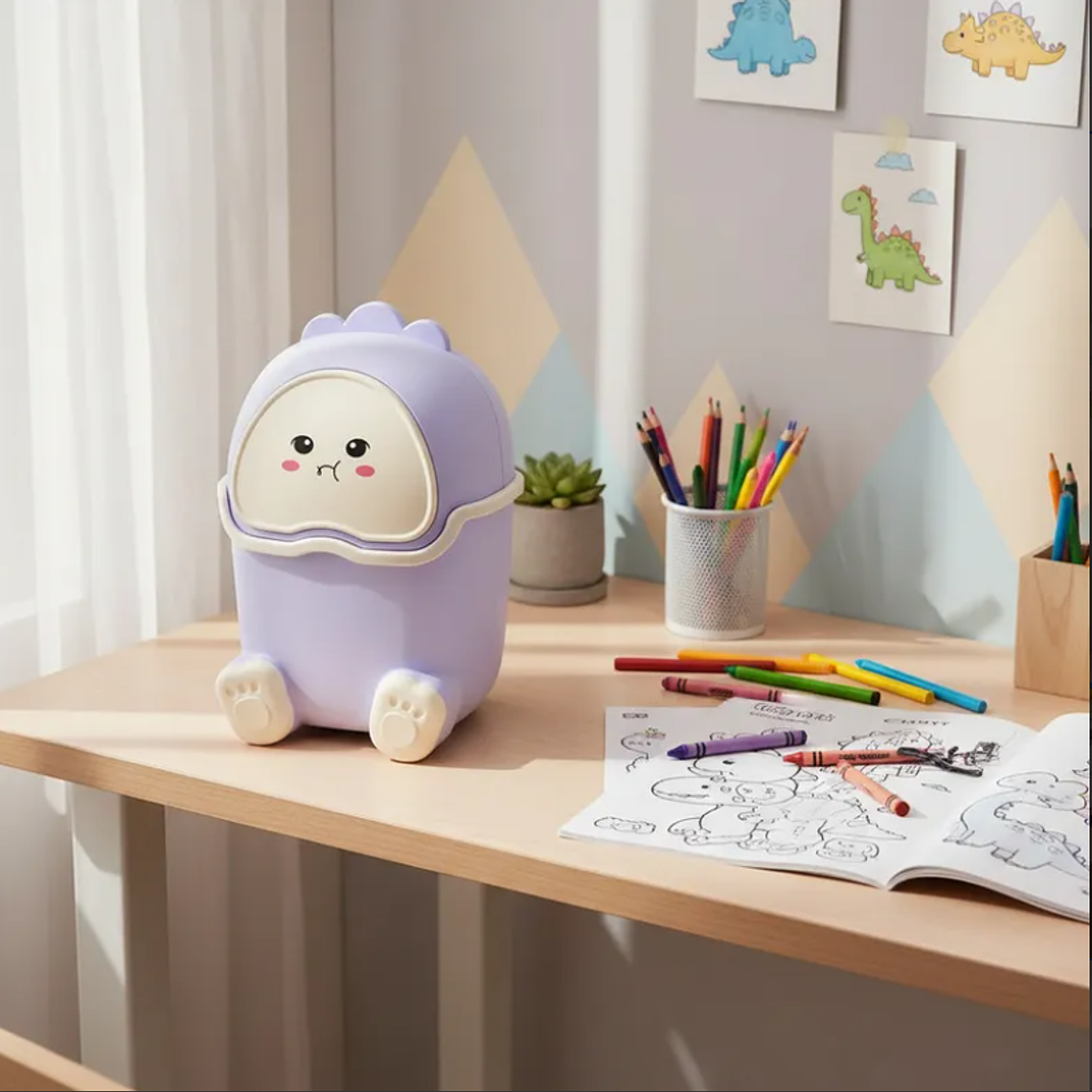 Basurero Papelero Kawaii Dinosaurio Escritorio Infantil 5
