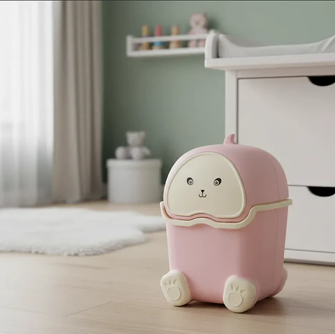 Basurero Papelero Infantil Kawaii Con Tapa Vaivén 
