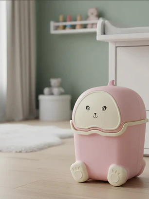 Basurero Papelero Infantil Kawaii Con Tapa Vaivén 