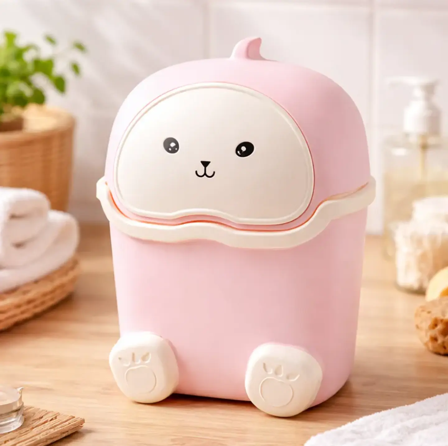 Basurero Papelero Infantil Kawaii Con Tapa Vaivén  5