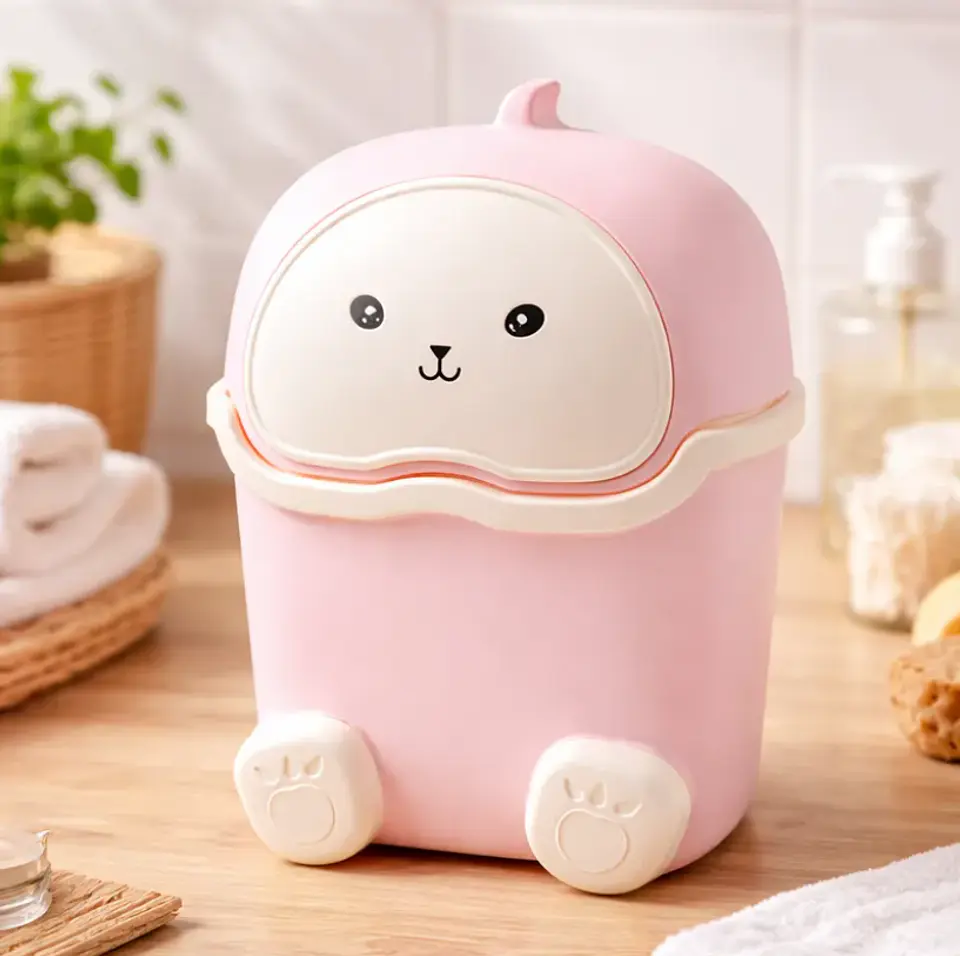 Basurero Papelero Infantil Kawaii Con Tapa Vaivén  5