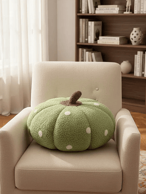 Cojín Decorativo Peluche Forma Calabaza con  Lunares 40cm