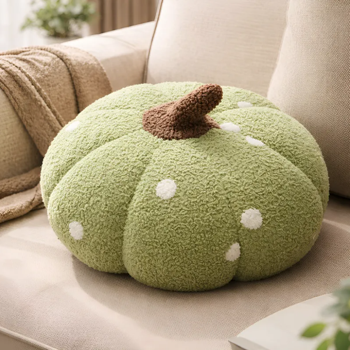 Cojín Decorativo Peluche Forma Calabaza con  Lunares 40cm 8