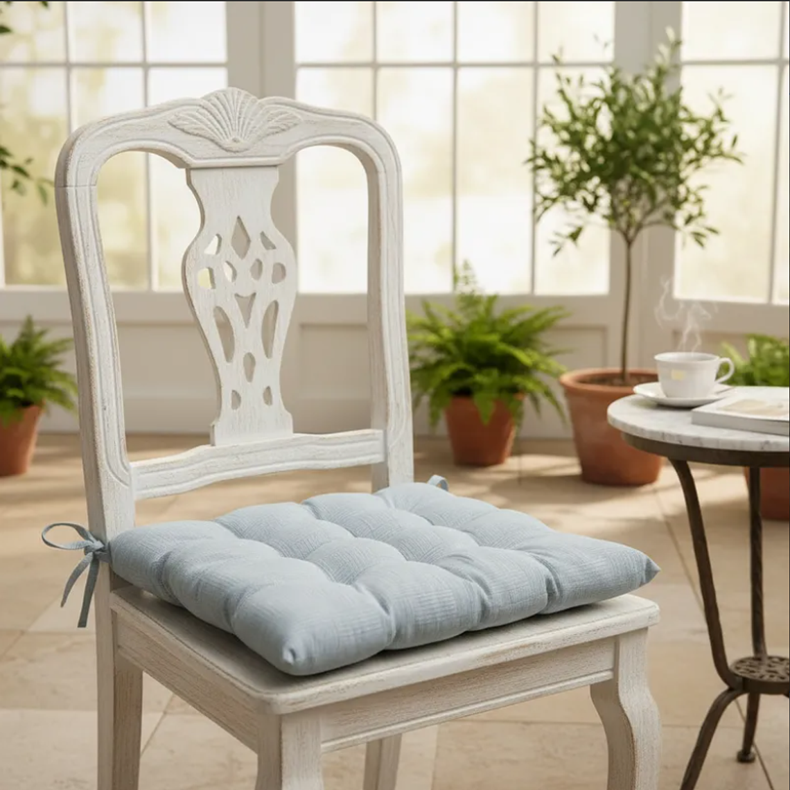 Cojín Para Silla Asiento Capitoné Con Amarras Varios Colores 6