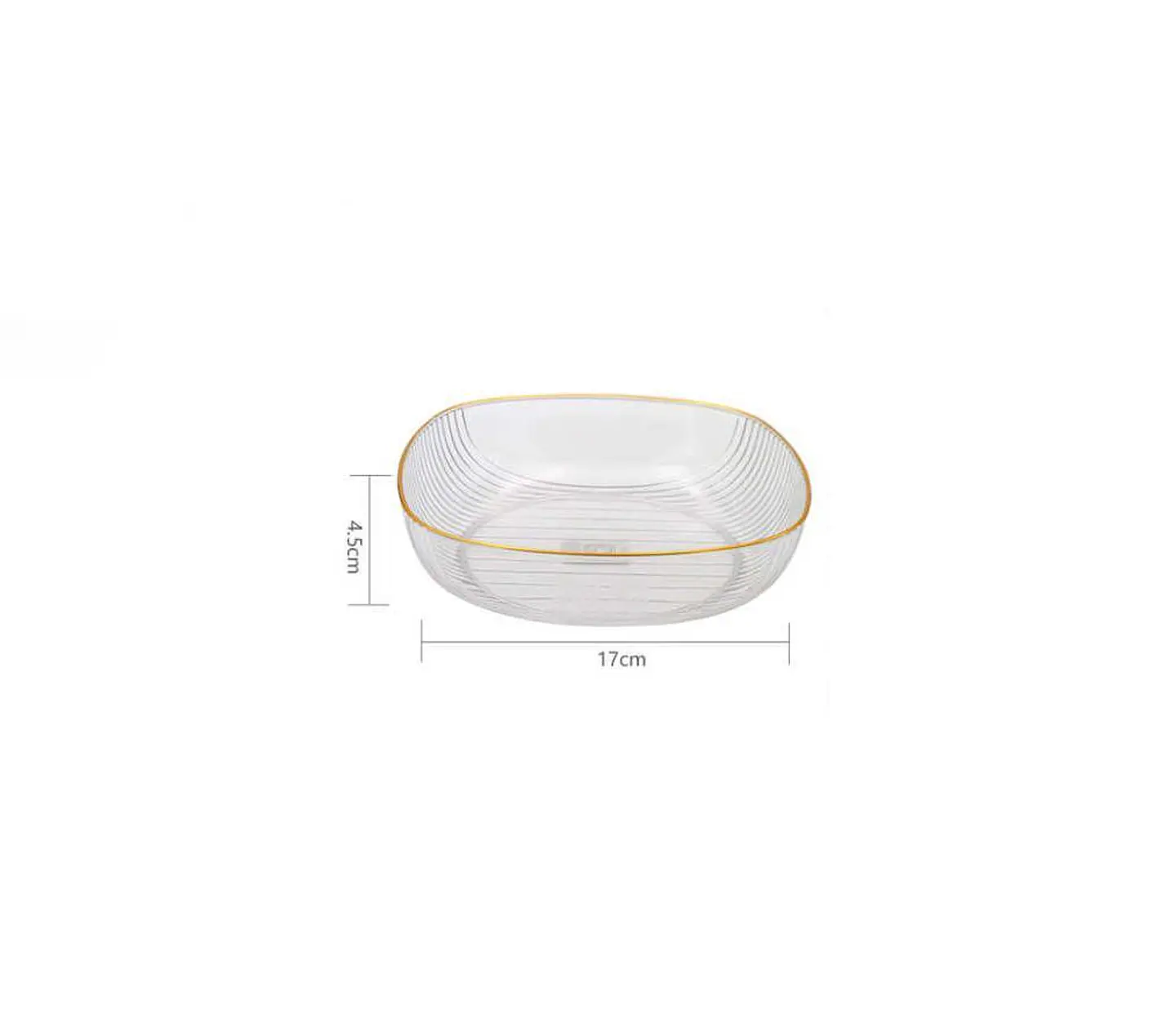 Fuente Ensaladera Plástico Acanalado Borde Dorado 17cm  4