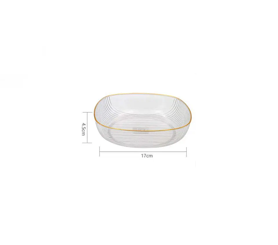 Fuente Ensaladera Plástico Acanalado Borde Dorado 17cm  4
