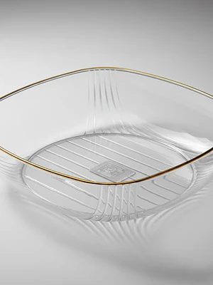 Fuente Ensaladera Plástico Acanalado Borde Dorado 17cm 