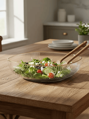 Fuente Ensaladera Plástico Acanalado Borde Dorado 14.5cm