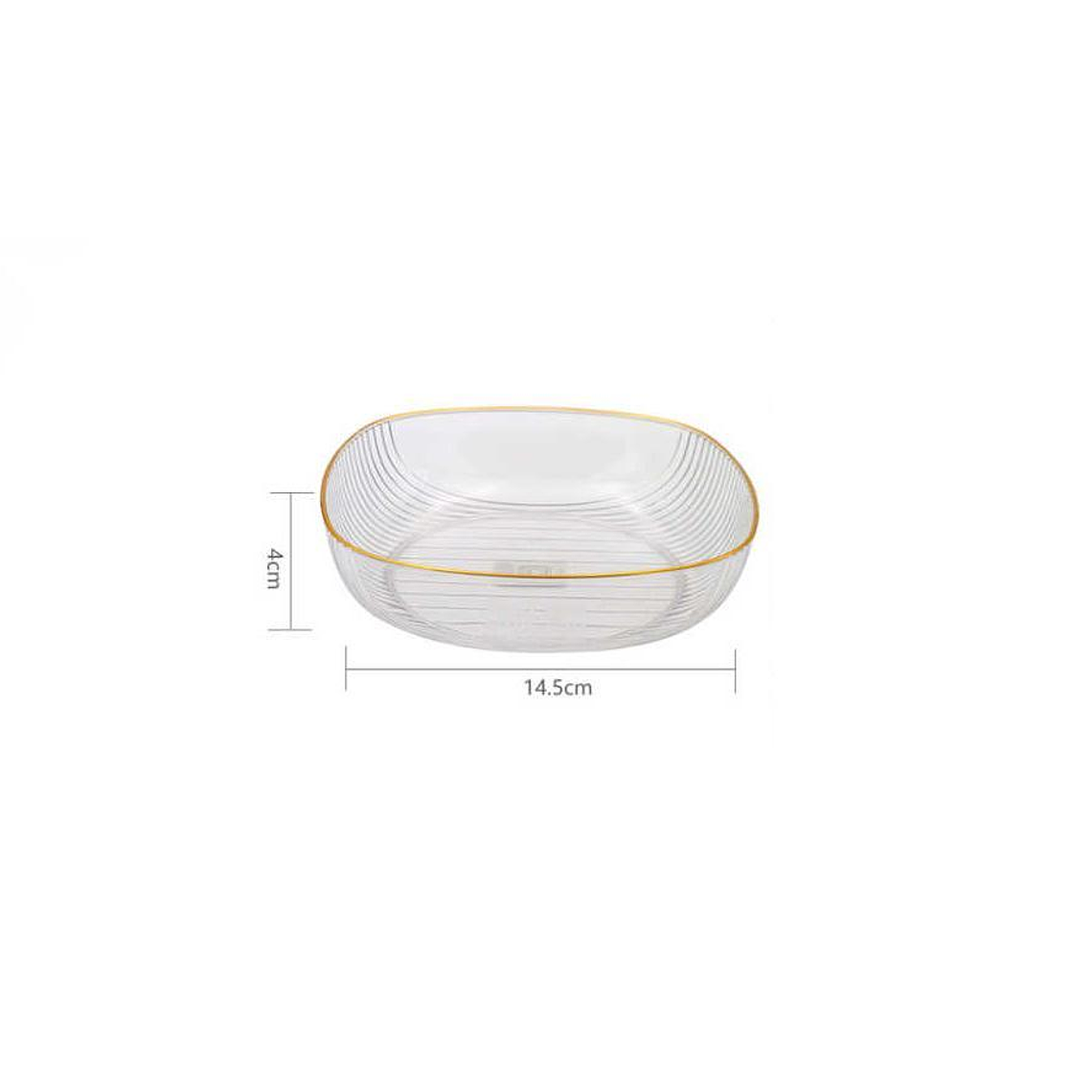 Fuente Ensaladera Plástico Acanalado Borde Dorado 14.5cm 5