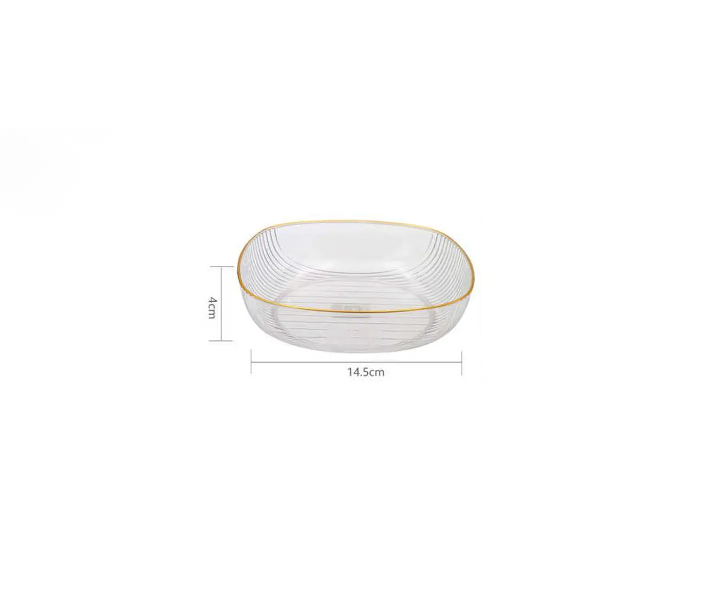 Fuente Ensaladera Plástico Acanalado Borde Dorado 14.5cm 5
