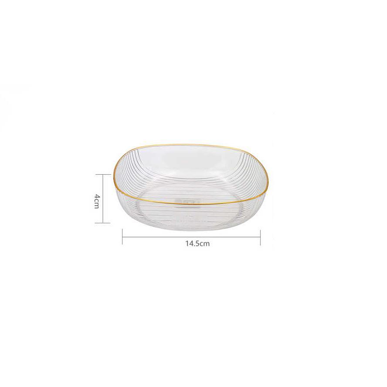 Fuente Ensaladera Plástico Acanalado Borde Dorado 14.5cm 5