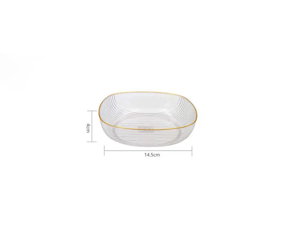 Fuente Ensaladera Plástico Acanalado Borde Dorado 14.5cm 5